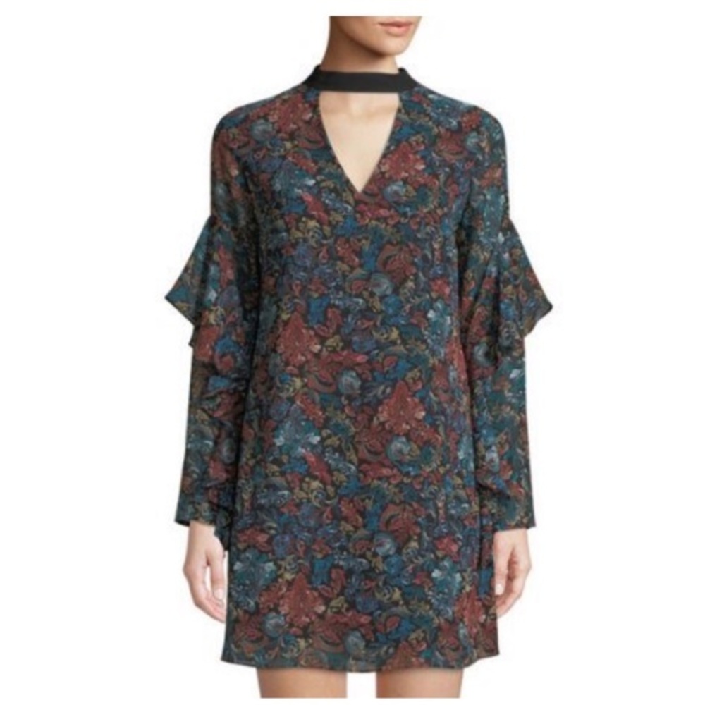 Sam Edelman Choker-Neck Printed Dress Sz 10 NWT